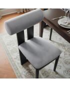 Chaise de salle à manger style intemporel Tuboli bois noir et velours gris -45x55x79 cm