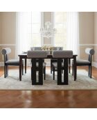 Chaise de salle à manger style intemporel Tuboli bois noir et velours gris -45x55x79 cm