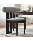 Chaise de salle à manger style intemporel Tuboli bois noir et velours gris -45x55x79 cm