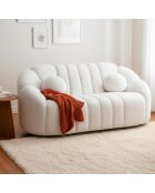 Canapé 2 places design en tissu bouclette Sidonie blanc - 162x87x74 cm