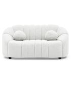 Canapé 2 places design en tissu bouclette Sidonie blanc - 162x87x74 cm