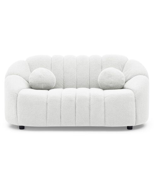 Canapé 2 places design en tissu bouclette Sidonie blanc - 162x87x74 cm
