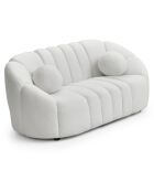 Canapé 2 places design en tissu bouclette Sidonie blanc - 162x87x74 cm