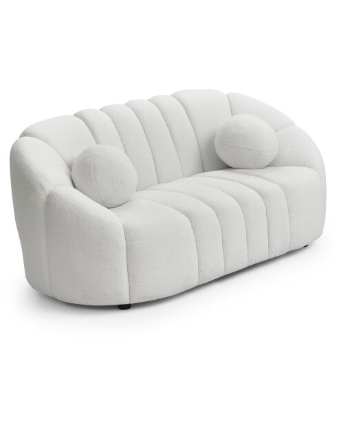 Canapé 2 places design en tissu bouclette Sidonie blanc - 162x87x74 cm