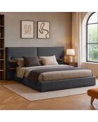 Lettino completo Lukas con tablet integrati e porte USB in tessuto grigio - 218x207x110 cm/190x140 cm