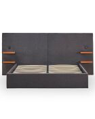 Lettino completo Lukas con tablet integrati e porte USB in tessuto grigio - 218x207x110 cm/190x140 cm