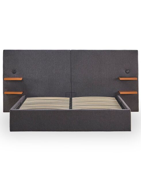 Lettino completo Lukas con tablet integrati e porte USB in tessuto grigio - 218x207x110 cm/190x140 cm