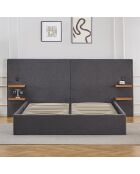 Lettino completo Lukas con tablet integrati e porte USB in tessuto grigio - 218x207x110 cm/190x140 cm