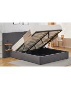 Lettino completo Lukas con tablet integrati e porte USB in tessuto grigio - 218x207x110 cm/190x140 cm