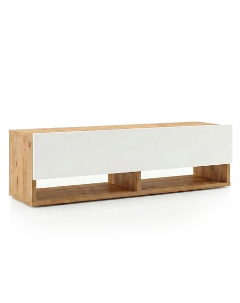Soporte de TV de pared con 1 puerta basculante, pino, madera clara y blanco - 100x31 6x29 x 1 cm