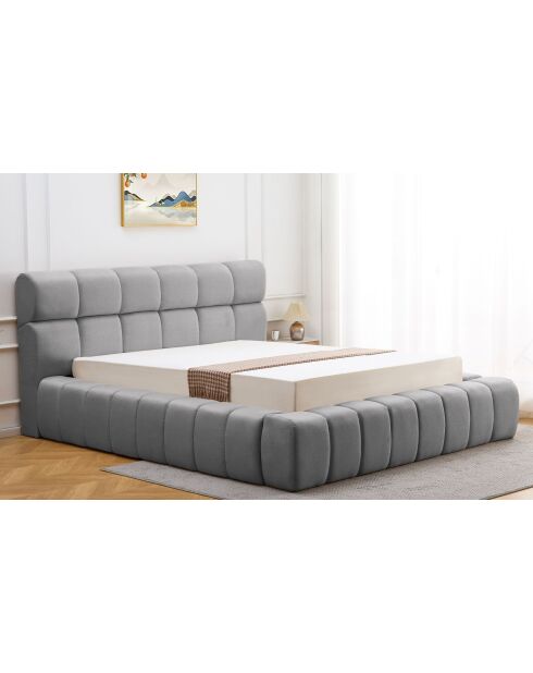 Challow Truhenbett mit gesteppten Kanten, dunkelgrauer Stoff, 180 x 200 cm