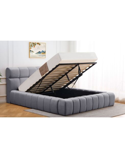 Challow Truhenbett mit gesteppten Kanten, dunkelgrauer Stoff, 180 x 200 cm