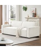 Canapé convertible clic-clac 3 places en tissu Pikado effet lin crème - 230x94x75 cm