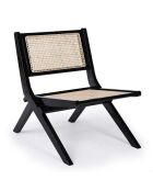 Chaise pliante Masdam bois massif et cannage en rotin noir/beige- 52x79x73 cm