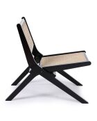 Chaise pliante Masdam bois massif et cannage en rotin noir/beige- 52x79x73 cm