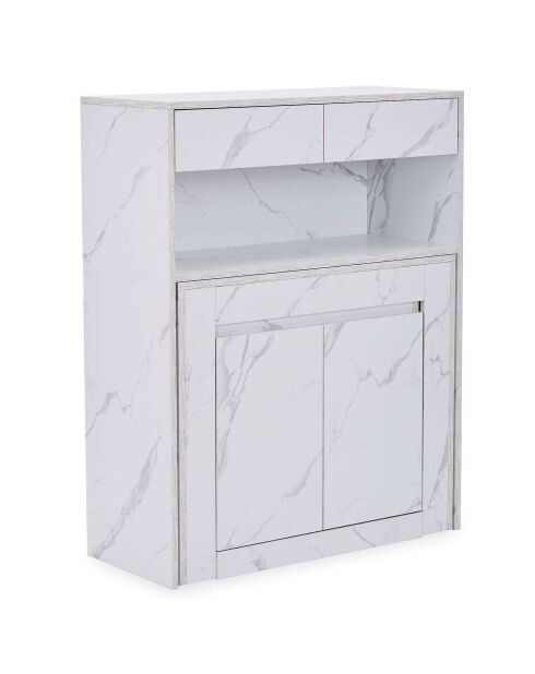 Ausziehbare Konsole mit Stauraum Fontano in weißer Marmoroptik - 95x40x120 cm