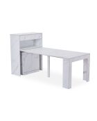 Consolle allungabile con contenitore Fontano effetto marmo bianco - 95x40x120 cm