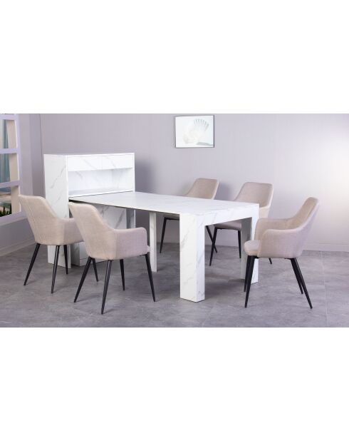 Ausziehbare Konsole mit Stauraum Fontano in weißer Marmoroptik - 95x40x120 cm