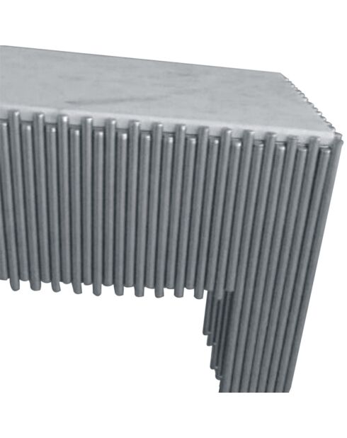 Galantinische Designkonsole aus weißem Marmor mit silbernen Beinen - 106,5x40 5x75,5 cm