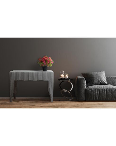 Galantinische Designkonsole aus weißem Marmor mit silbernen Beinen - 106,5x40 5x75,5 cm