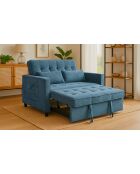 Komaria blauwe 2-zits corduroy slaapbank - 133x94x87 cm