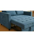 Komaria blauwe 2-zits corduroy slaapbank - 133x94x87 cm