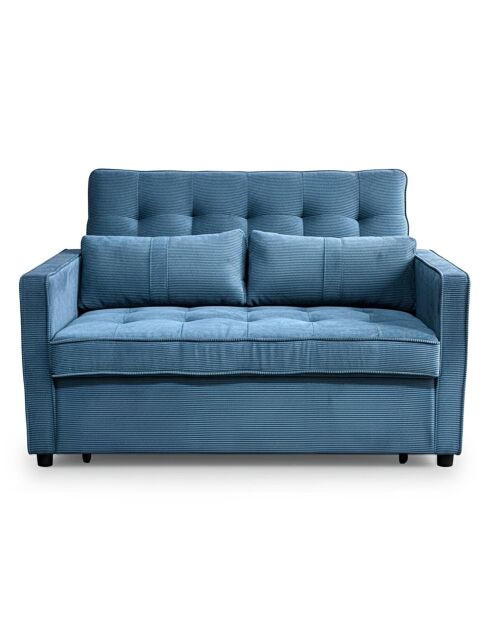 Komaria blauwe 2-zits corduroy slaapbank - 133x94x87 cm