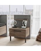 Ralta Nachttisch mit 1 Schublade im modernen Stil aus dunklem Holz und Grau - 43,6 x 44,5 x 58,8 cm