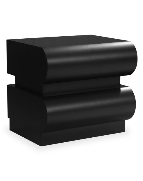 Nachttisch mit 2 abgerundeten Schubladen schwarz Mezade - 45x35x40 cm