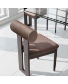 Chaise de salle à manger tuboli bois foncé et velours marron - 45x55x79 cm