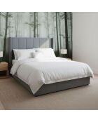 Cama doble Magorial con base elevable de terciopelo gris - 140x190 cm