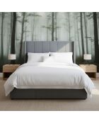 Cama doble Magorial con base elevable de terciopelo gris - 140x190 cm