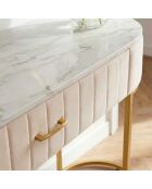 Coiffeuse paloma 1 tiroir velours beige - 120x43x75 cm