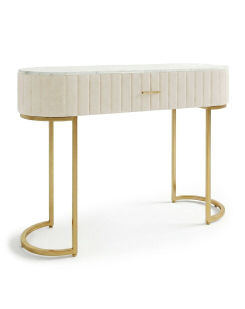 Coiffeuse paloma 1 tiroir velours beige - 120x43x75 cm