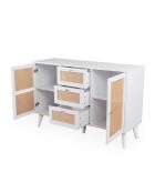 Buffet 3 tiroirs et 2 portes avec cannage dalgora blanc - 120x40x80 cm
