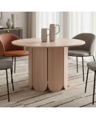 Ausziehbarer runder Tisch Tulipa im Japandi-Stil mit integrierten Verlängerungen - helles Holz - 110x110x76 cm