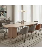 Ausziehbarer runder Tisch Tulipa im Japandi-Stil mit integrierten Verlängerungen - helles Holz - 110x110x76 cm