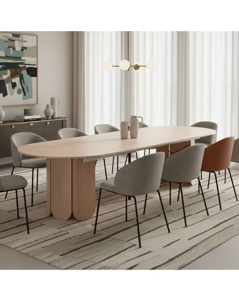 Ausziehbarer runder Tisch Tulipa im Japandi-Stil mit integrierten Verlängerungen - helles Holz - 110x110x76 cm