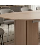 Ausziehbarer runder Tisch Tulipa im Japandi-Stil mit integrierten Verlängerungen - helles Holz - 110x110x76 cm