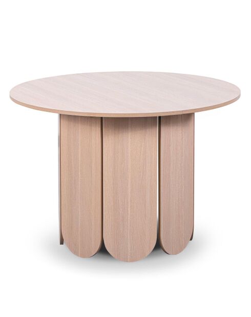 Ausziehbarer runder Tisch Tulipa im Japandi-Stil mit integrierten Verlängerungen - helles Holz - 110x110x76 cm