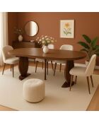 Icaros ausziehbarer ovaler Tisch mit Designbeinen aus Nussbaumholz - 110x100x76 cm