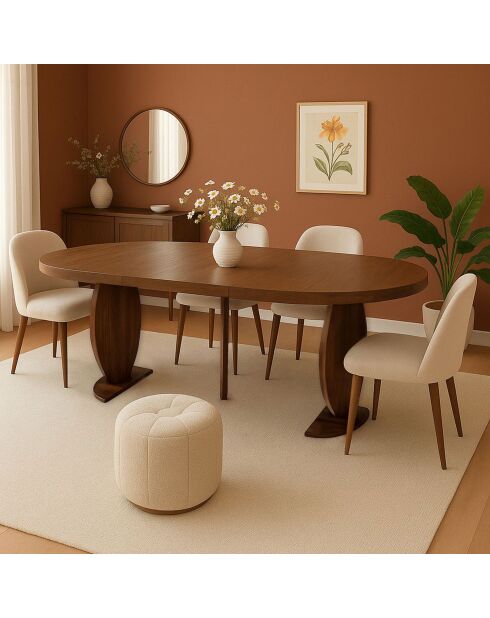 Icaros ausziehbarer ovaler Tisch mit Designbeinen aus Nussbaumholz - 110x100x76 cm