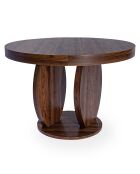 Icaros ausziehbarer ovaler Tisch mit Designbeinen aus Nussbaumholz - 110x100x76 cm