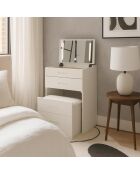 Coiffeuse compacte avec miroir led tiroir et pouf intégré germina blanche - 48x50x80 cm