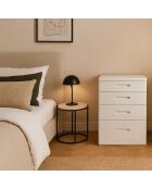 Coiffeuse compacte avec miroir led tiroir et pouf intégré germina blanche - 48x50x80 cm