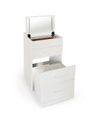 Coiffeuse compacte avec miroir led tiroir et pouf intégré germina blanche - 48x50x80 cm