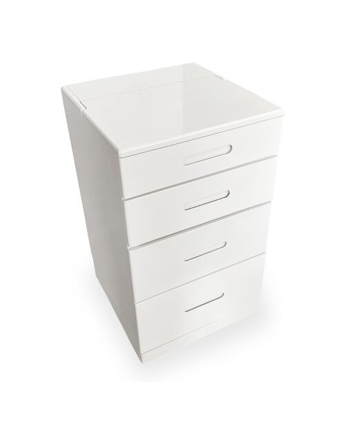 Coiffeuse compacte avec miroir led tiroir et pouf intégré germina blanche - 48x50x80 cm