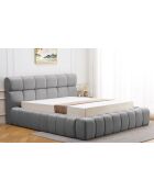 Lettino Challow con bordi trapuntati in tessuto grigio scuro - 140x190 cm