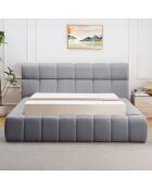 Lettino Challow con bordi trapuntati in tessuto grigio scuro - 140x190 cm