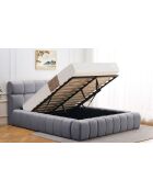 Lettino Challow con bordi trapuntati in tessuto grigio scuro - 140x190 cm